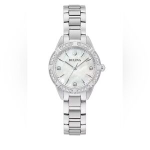 Bulova Stainless steel White Mother of Pearl Diamond Womens Watch